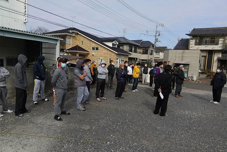 写真:避難完了後の講評